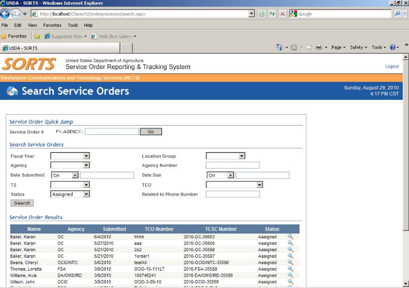 Service Order Tracking System